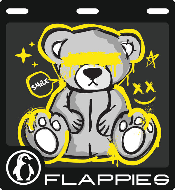Bear Hugs – Yellow Graffiti Set custom mudflaps — printed in Australia