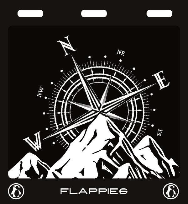 Mountain Compass Set custom mudflaps — printed in Australia