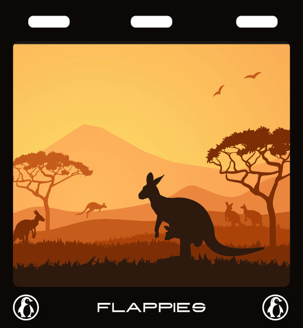 Outback Icons, Sunset Vibes custom mudflaps — printed in Australia