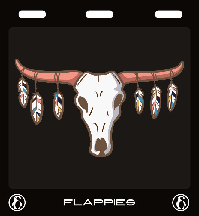 Skull & Feathers custom mud flaps by Flappies