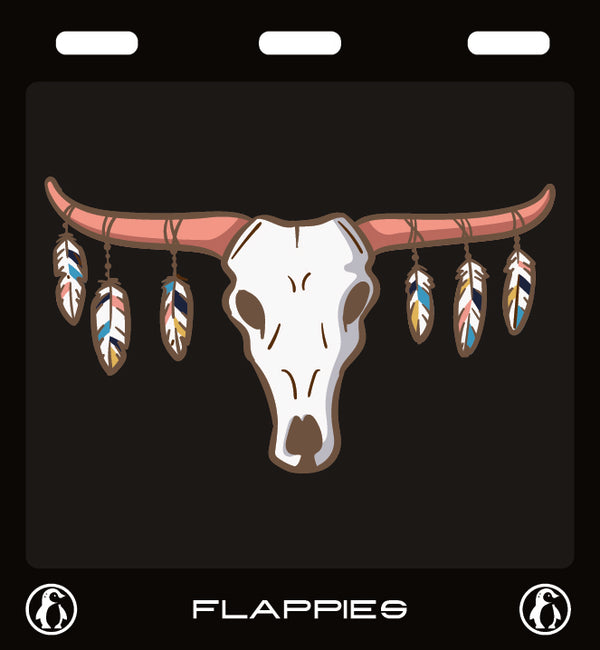 Skull & Feathers custom mudflaps — printed in Australia
